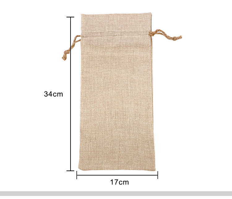 Faux Burlap Drawstring Bag-17*34CM