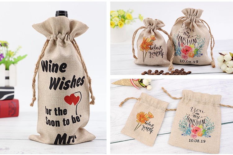 Faux Burlap Drawstring Bag-17*34CM