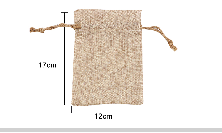 Faux Burlap Drawstring Bag-12*17CM