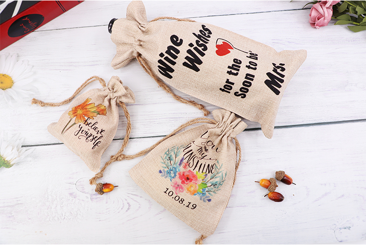 Faux Burlap Drawstring Bag 17*21CM