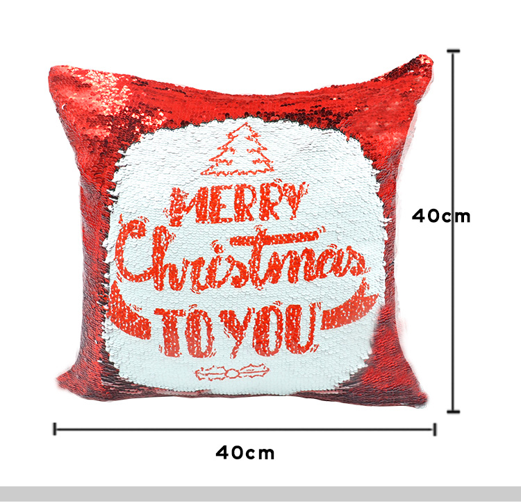 Sequin Pillow Case Square Shape Red