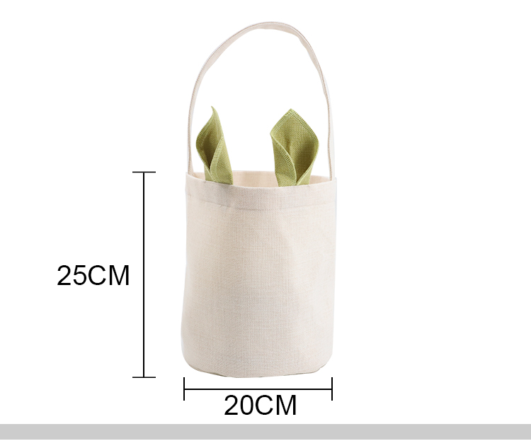 Linen Easter Basket-Natual with Green Ear