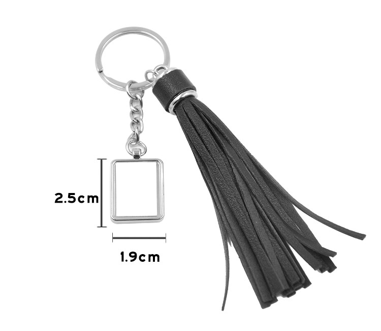 Metal Key Chain-Black Tassel - Square (2.5*1.9CM)