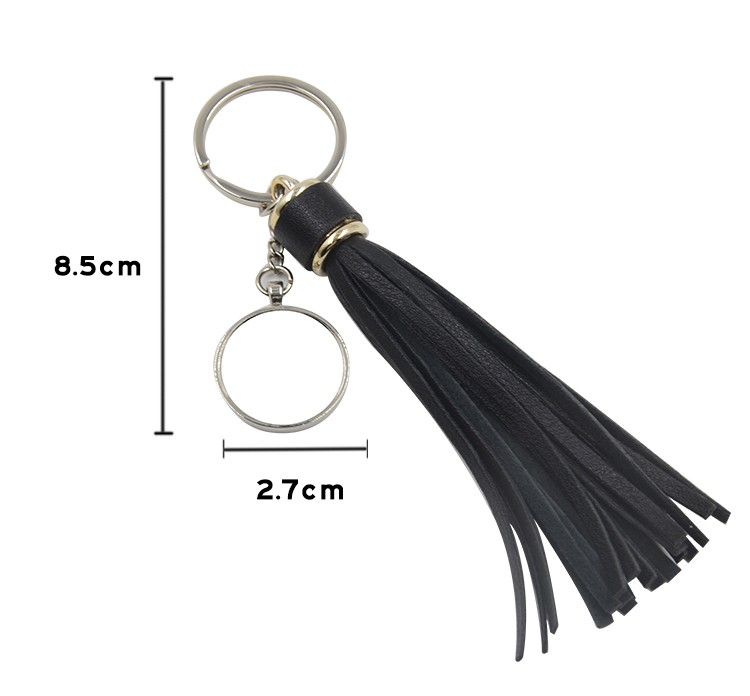 Metal Key Chain with Tassel - Round(Dia 2.7CM)