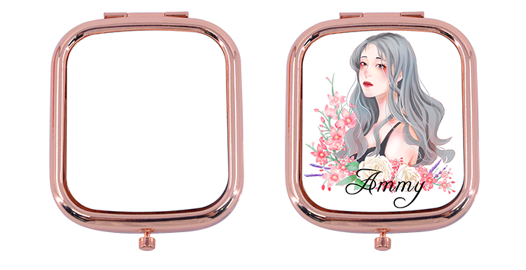 Compact Mirror-Rectangle-Rose Golden