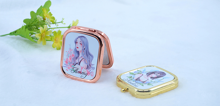 Compact Mirror-Rectangle-Rose Golden