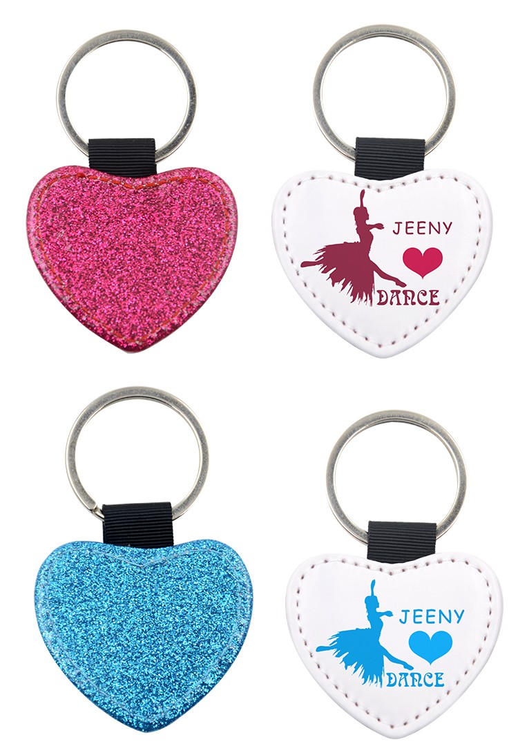 PU Glitter Key Chain-Heart Shape