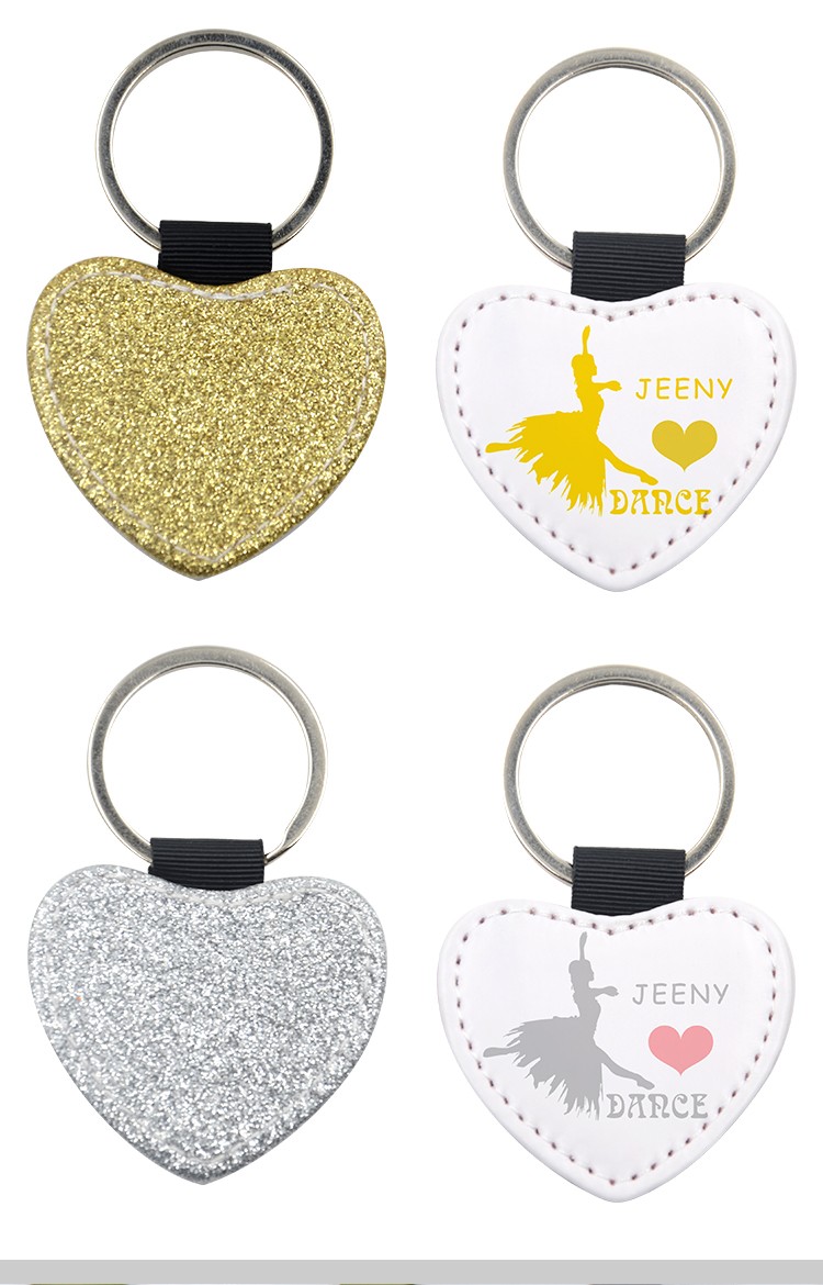 PU Glitter Key Chain-Heart Shape