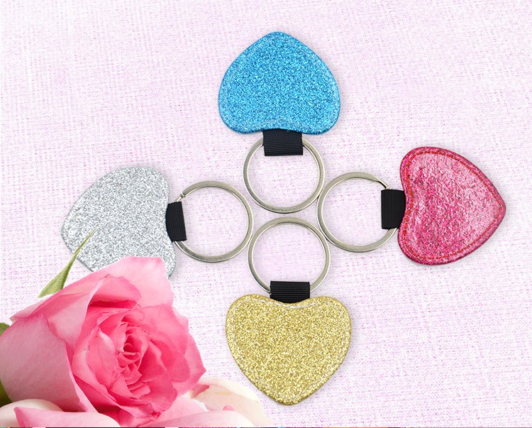 PU Glitter Key Chain-Heart Shape