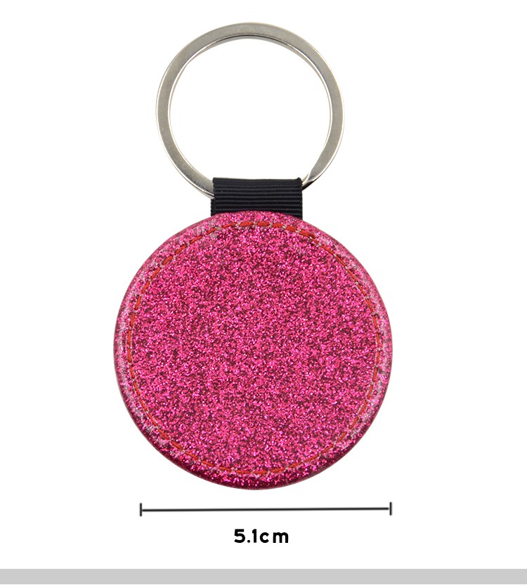 PU Glitter Key Chain - Round