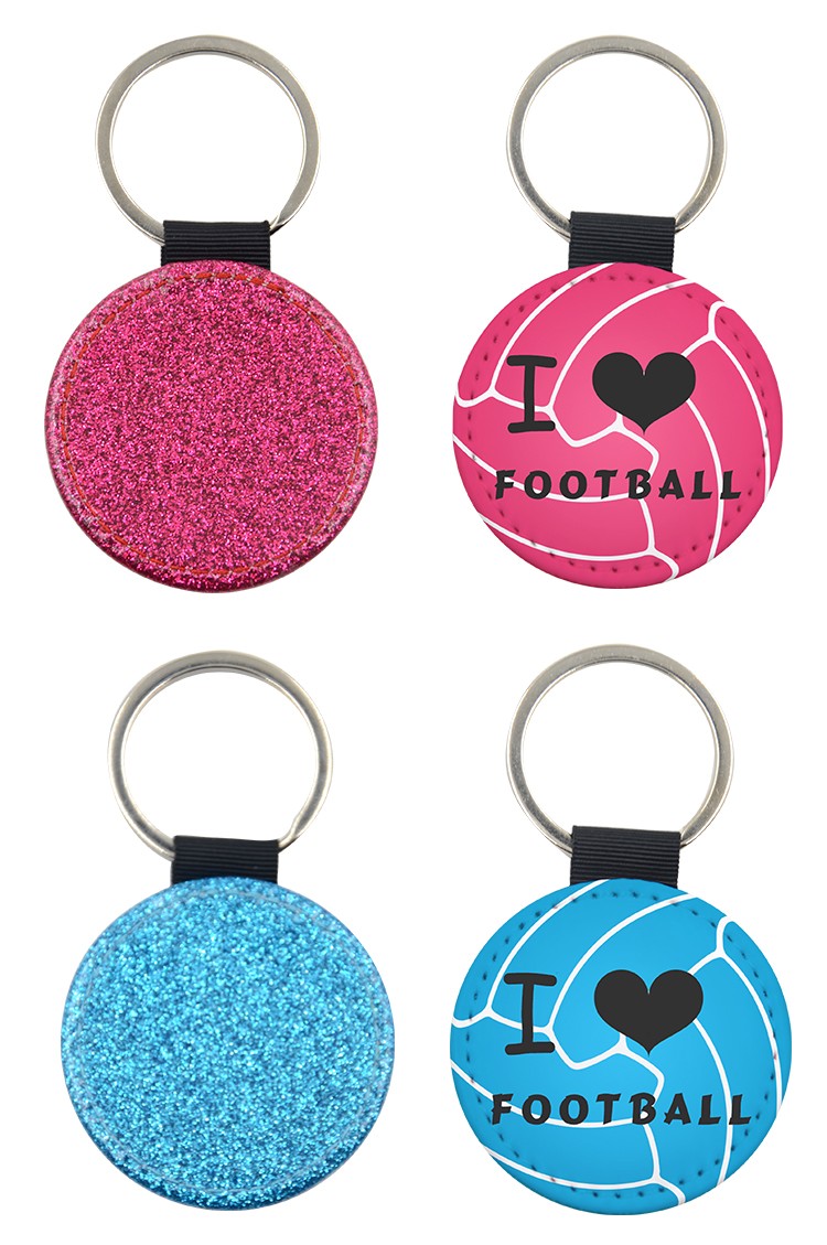 PU Glitter Key Chain - Round