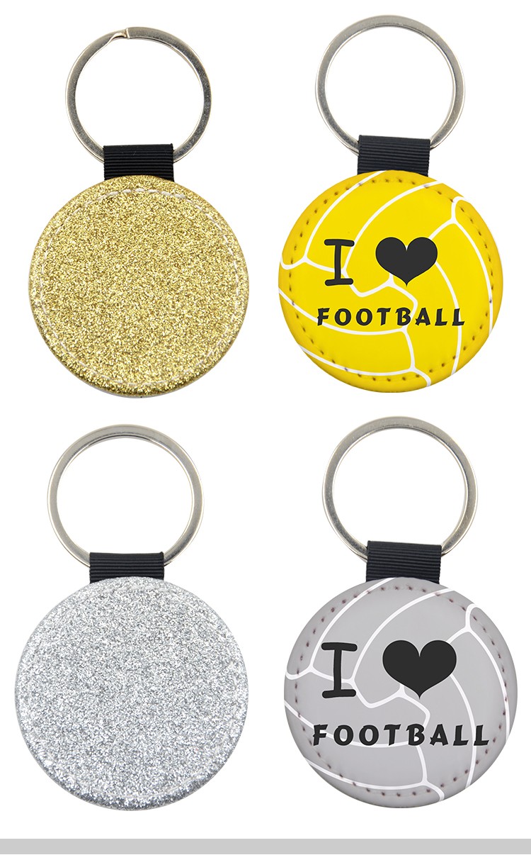 PU Glitter Key Chain - Round