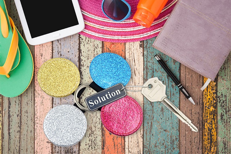 PU Glitter Key Chain - Round