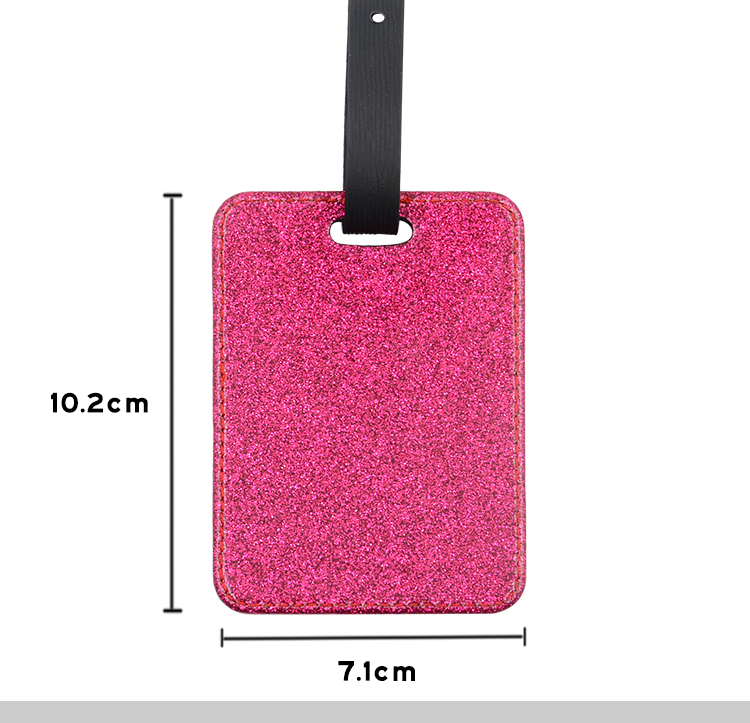 PU Glitter Luggage Tag-Hot Pink