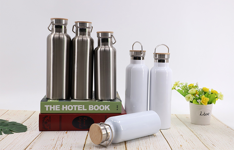 Portable Stainless Steel Bottle-600ml-Silver/White