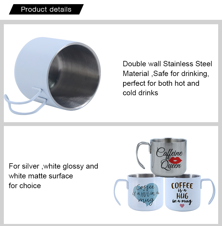 400ML Stainless Steel Cup-White Glossy