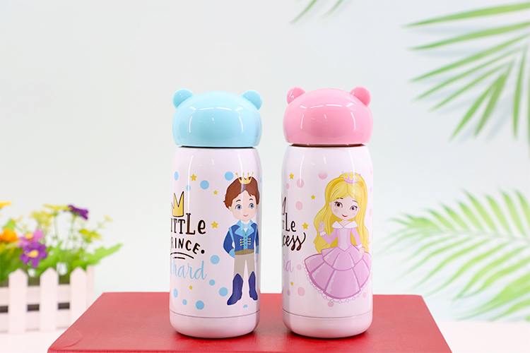 300ml Stainless Steel Bottle with Bear shape lid - Blue