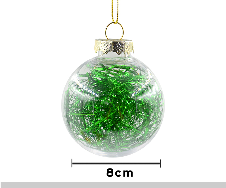 Plastic Xmas Ball With Glitters - Silver - Dia 8CM