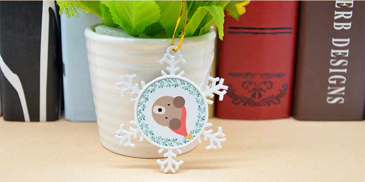 Metal Xmas Ornaments-Snowflower-White