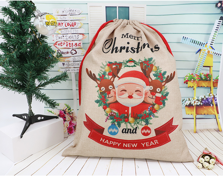 Faux Burlap Xmas Sack - 50*66cm