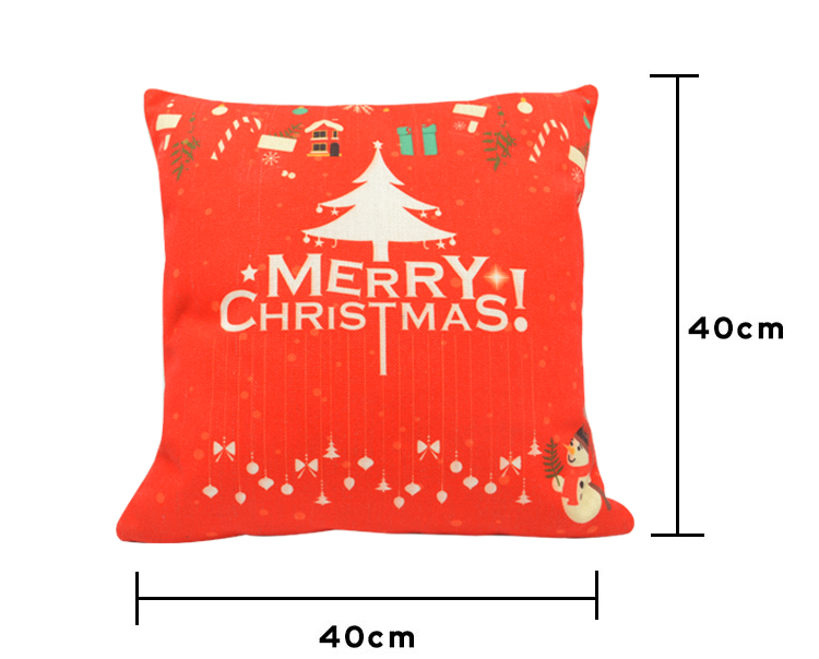 Linen Pillow Case-Red with White Xmas Tree-One-side Printable