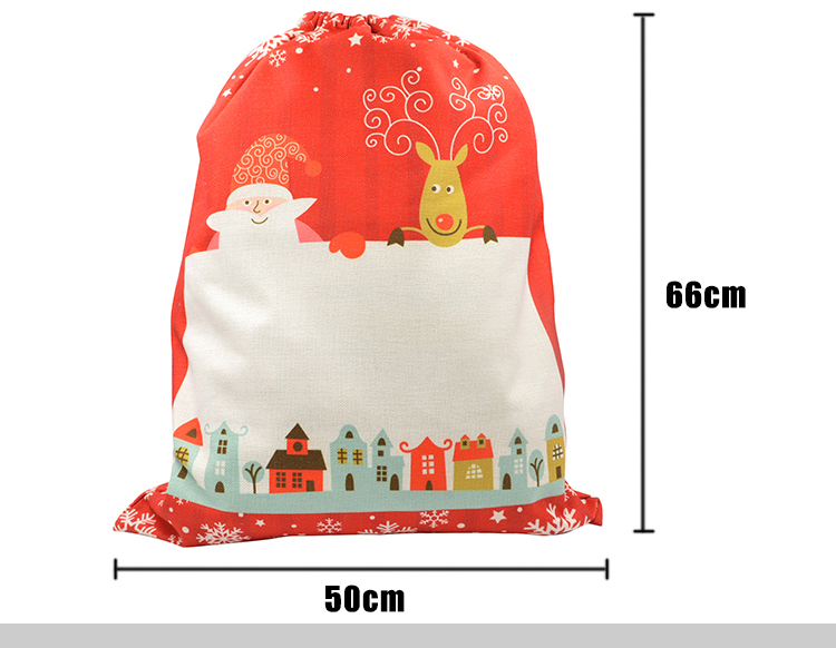 Linen Christmas Sack-Red Pattern Small-30x40cm