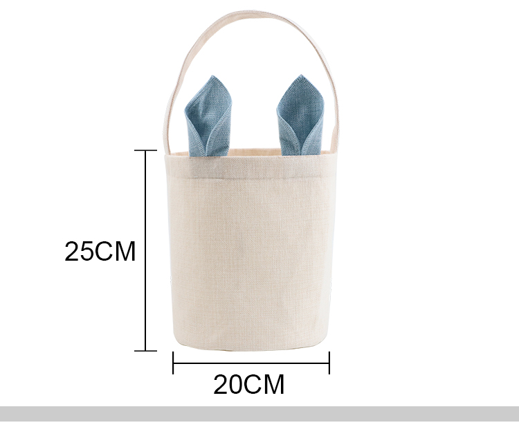 Linen Easter Basket-Natual with Blue Ear Dia 7.8