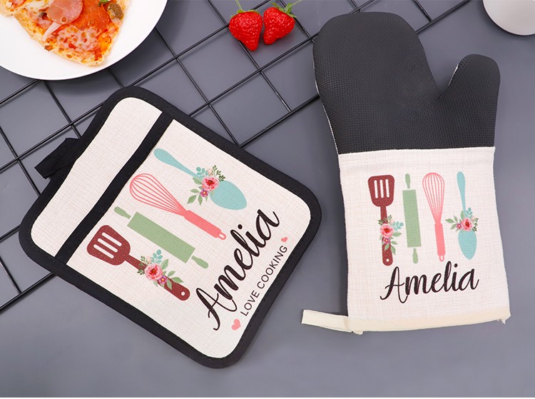 Sublimation Linen Oven Mitt with Rubber Patch