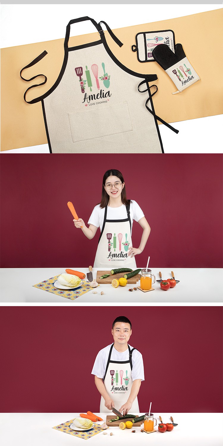 Sublimation Linen Apron with Black Side