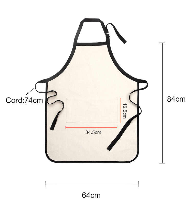 Sublimation Linen Adults Apron with Black Edge and Strip - 84*64cm