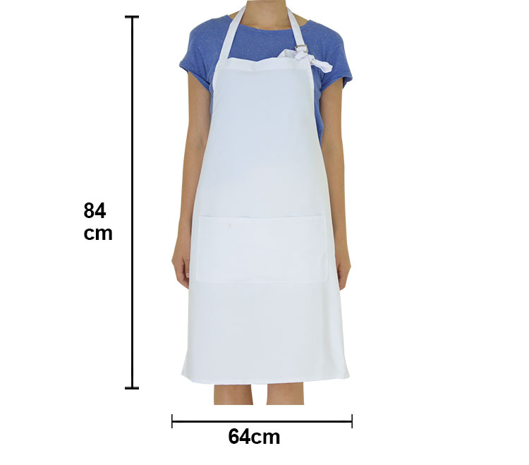 Adult Canvas Apron-White With Top Pocket