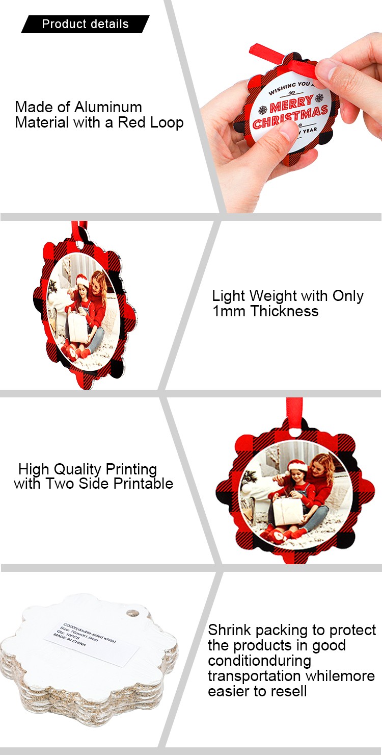 Sublimation Aluminum Christmas Ornaments - Square Shape Ornaments