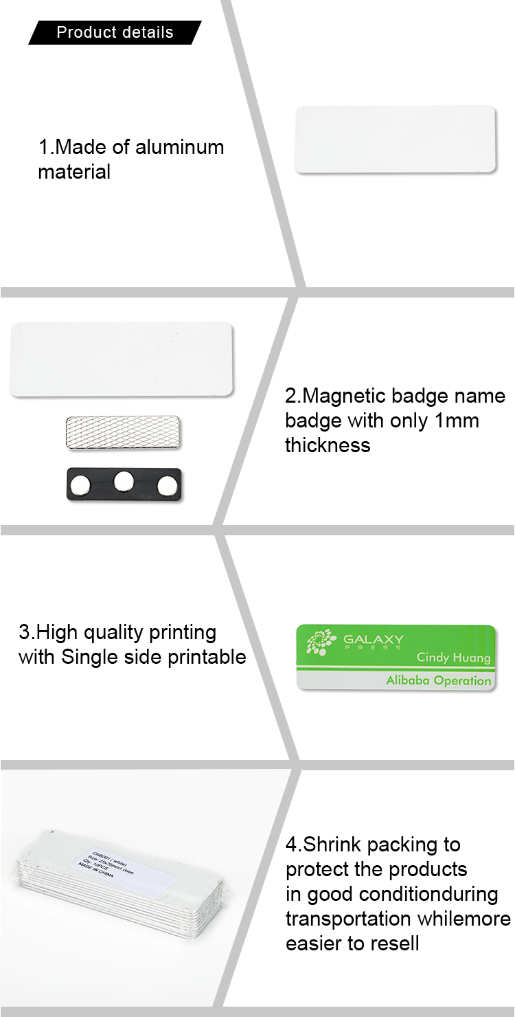 Single-Side Printable Aluminum Name Badge Rectangle