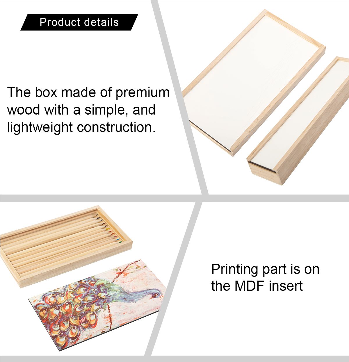 Wooden Pencil Box with MDF Insert - with pencil
