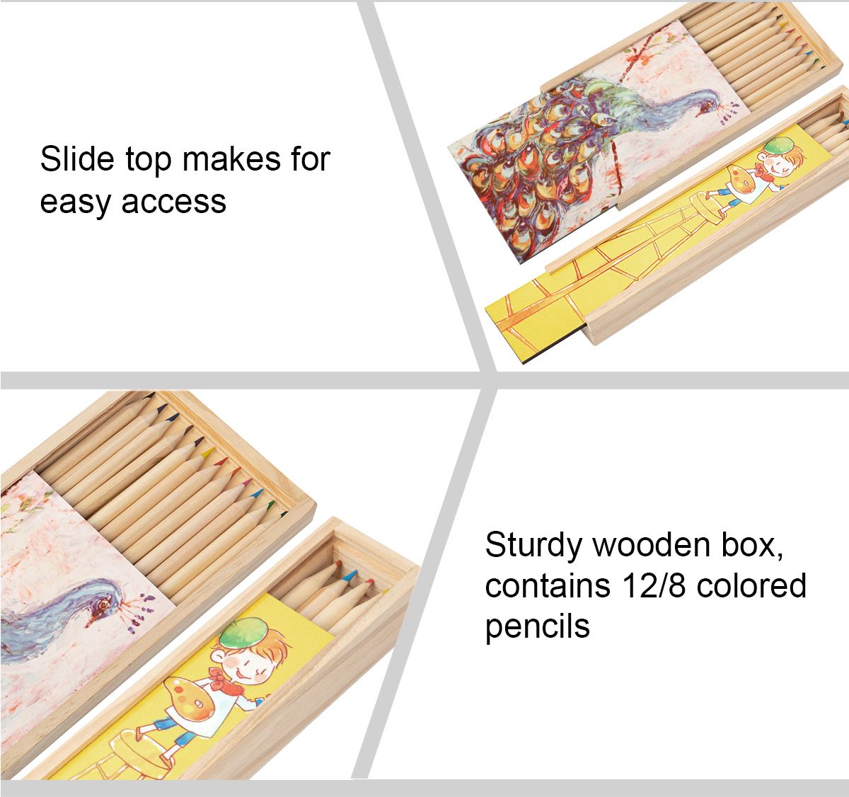 Wooden Pencil Box with MDF Insert - with pencil