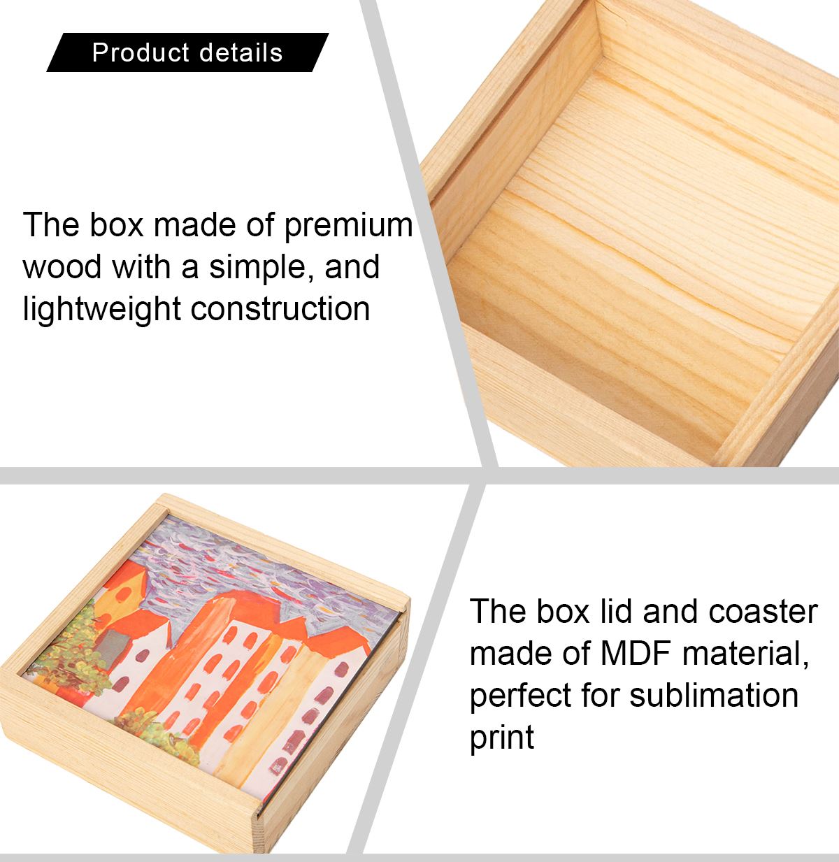 Wooden Coaster box with MDF Insert