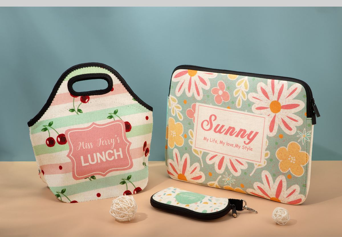 Linen Neoprene Lunch Bag