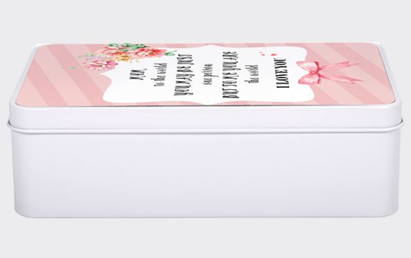Metal Tin- Double Side in White -Rectangle