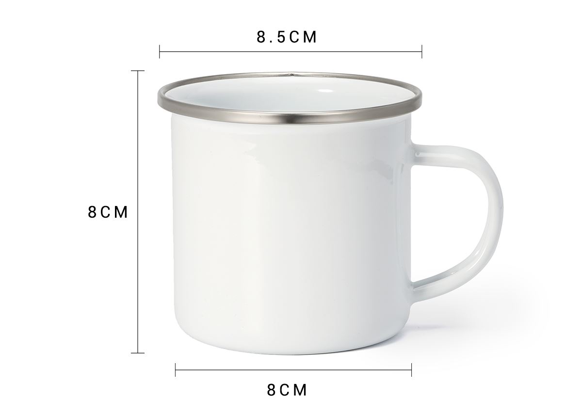 12oz Enamel Mug -Silver Rim