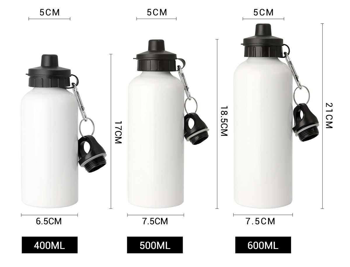 400ml Aluminium Bottle with Two Caps - White