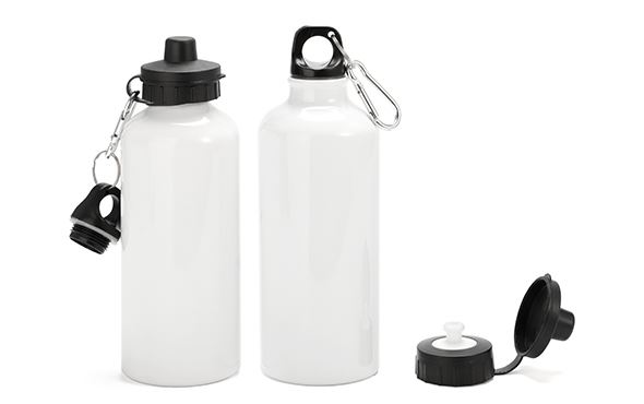 400ml Aluminium Bottle with Two Caps - White