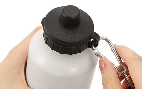 400ml Aluminium Bottle with Two Caps - White