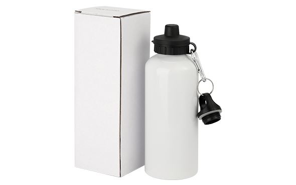 400ml Aluminium Bottle with Two Caps - White