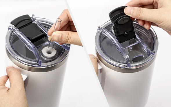 40 OZ Travel Mug with Plastic Handle-White