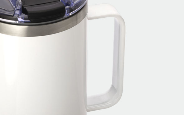 40 OZ Travel Mug with Metal Handle-White