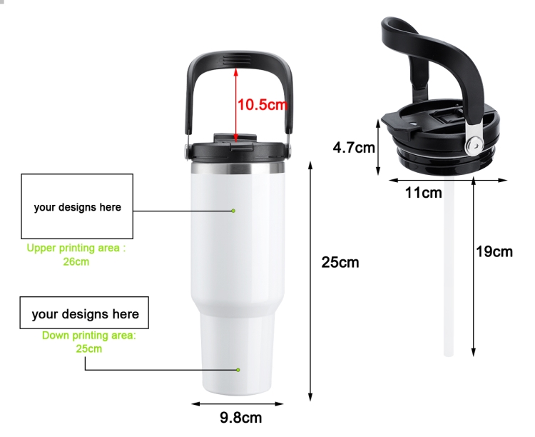 40oz Sublimation Tumbler with Handle