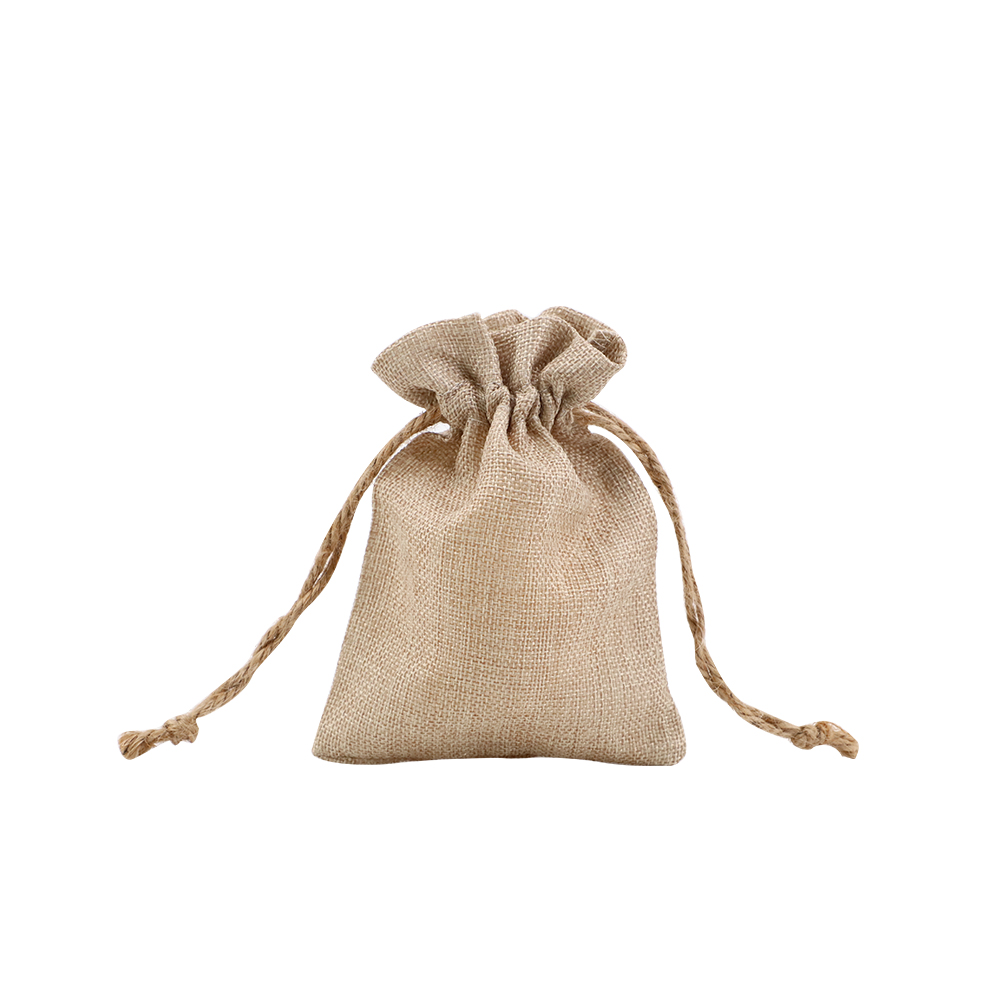 Faux Burlap Drawstring Bag-12*17CM