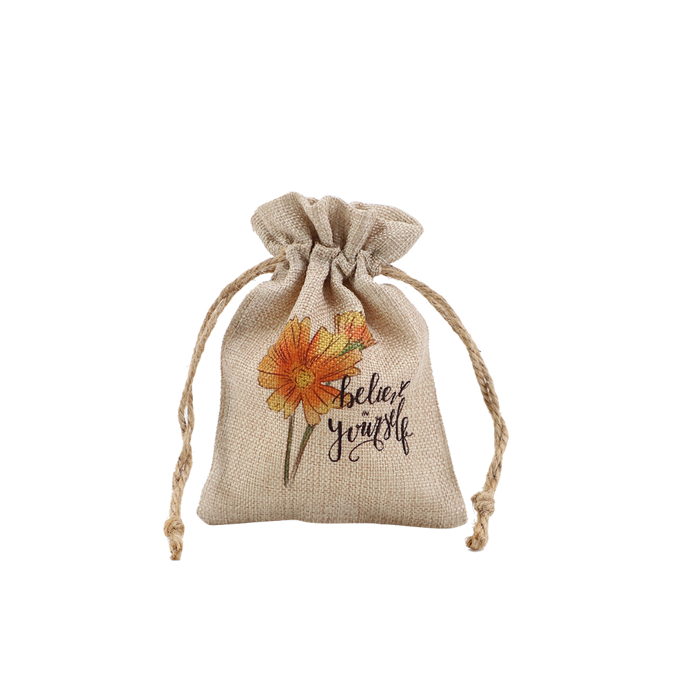 Faux Burlap Drawstring Bag-12*17CM