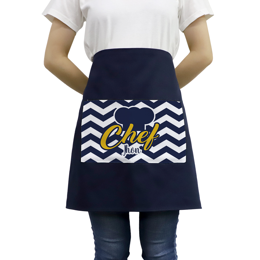 Waist Apron-Cotton with Polyester White Patch -Blue