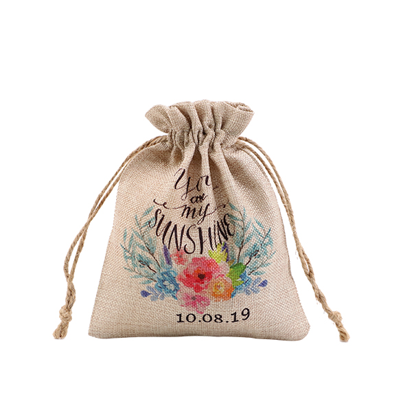 Faux Burlap Drawstring Bag-17*34CM